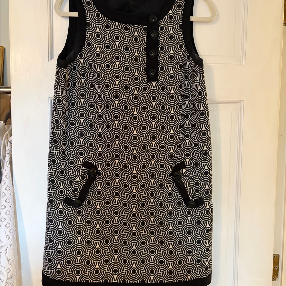 Tibi Black & White Geometric Shift Dress